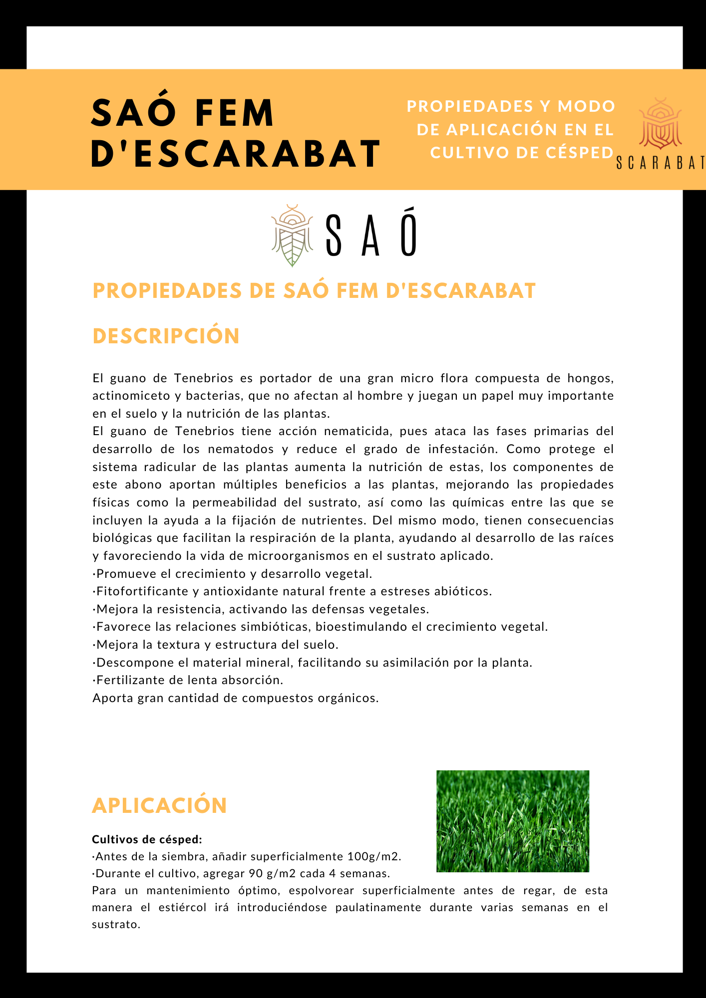 SAÓ FEM D´ESCARABAT ABONO ECOLÓGICO BOLSA DE 125 GR.
