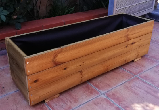 Jardinera de Madera Pino Silvestre 80L – Macetero Rústico para Jardín o Terraza