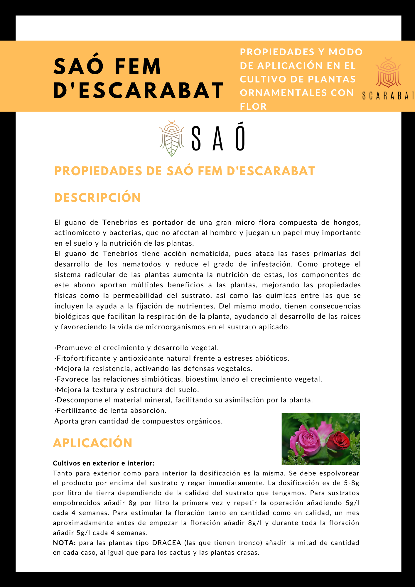 SAÓ FEM D´ESCARABAT ABONO ECOLÓGICO BOLSA DE 125 GR.